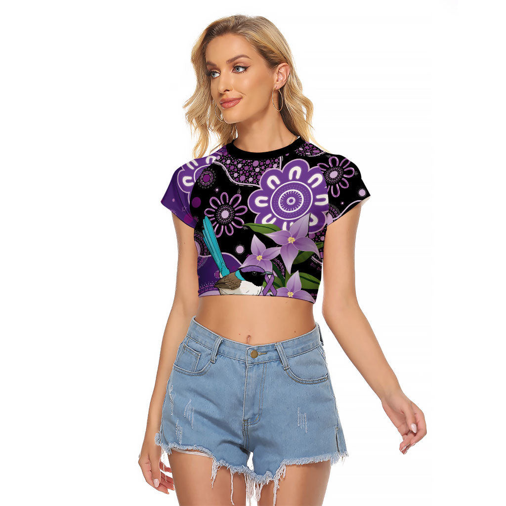 Australia Epilepsy Support Raglan Cropped T Shirt Purple-crowned Fairywren Boronia Aboriginal