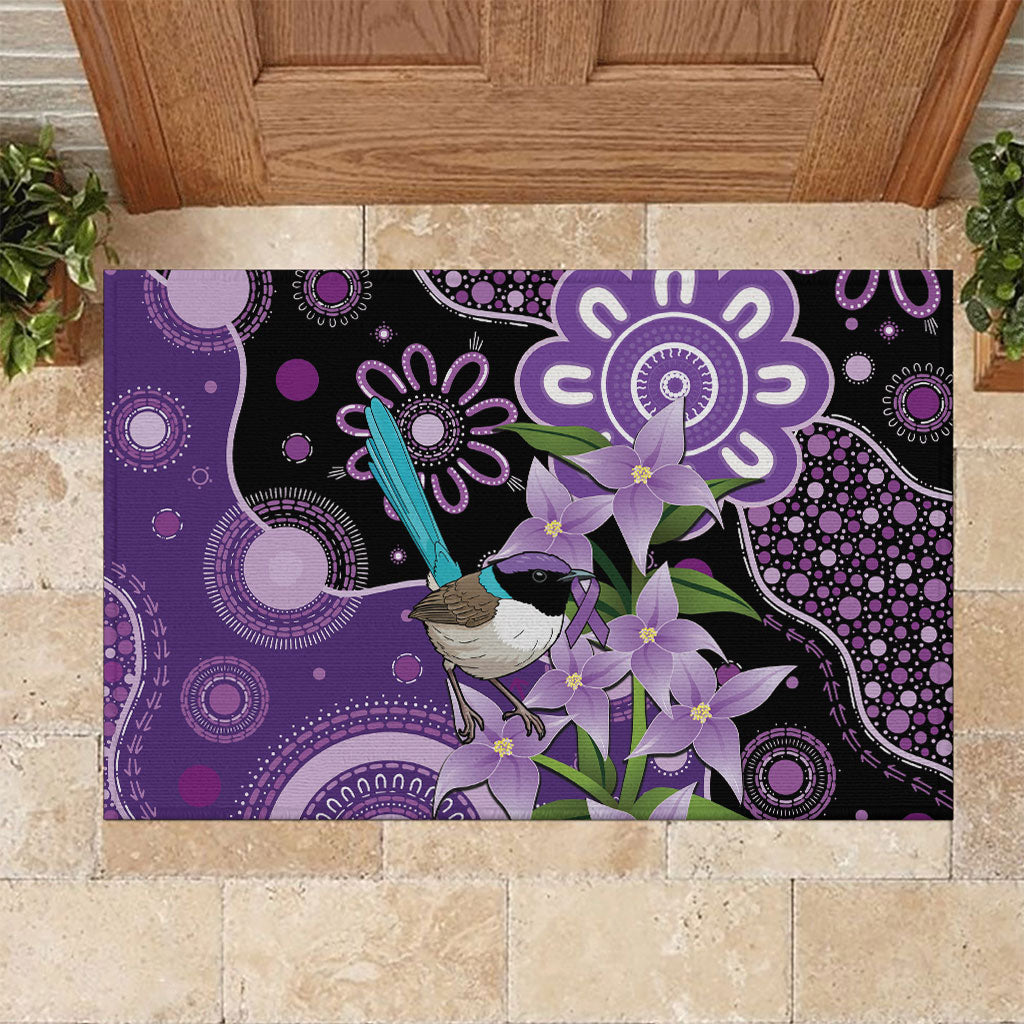 Australia Epilepsy Support Rubber Doormat Purple-crowned Fairywren Boronia Aboriginal
