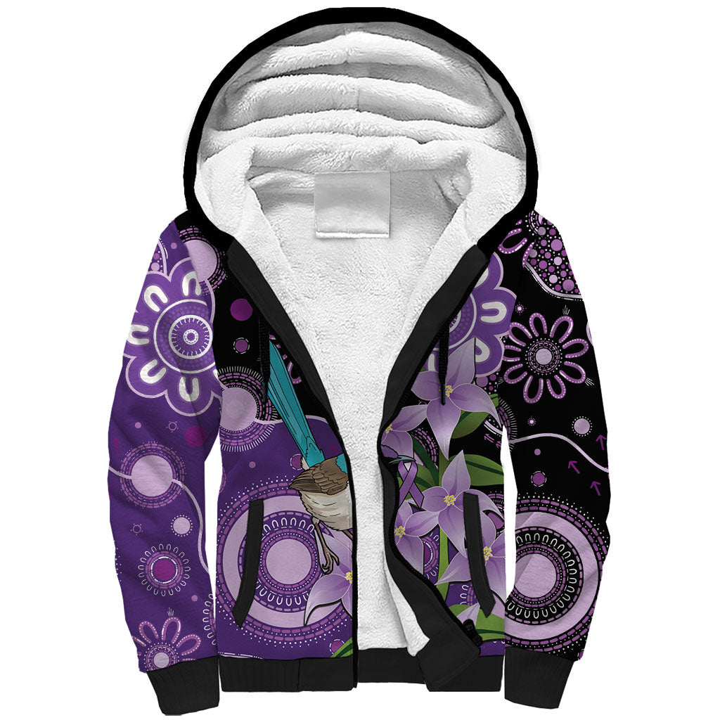 Australia Epilepsy Support Sherpa Hoodie Purple-crowned Fairywren Boronia Aboriginal