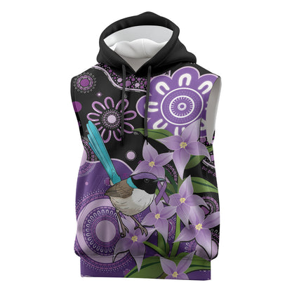 Australia Epilepsy Support Sleeveless Hoodie Purple-crowned Fairywren Boronia Aboriginal