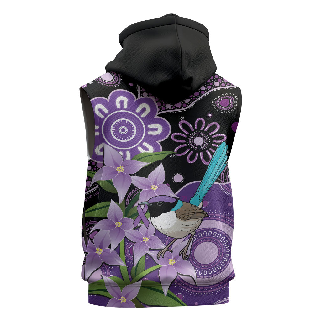 Australia Epilepsy Support Sleeveless Hoodie Purple-crowned Fairywren Boronia Aboriginal