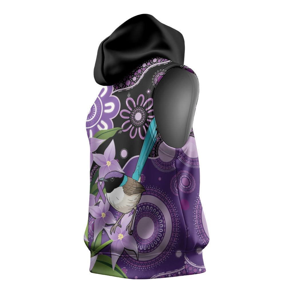 Australia Epilepsy Support Sleeveless Hoodie Purple-crowned Fairywren Boronia Aboriginal