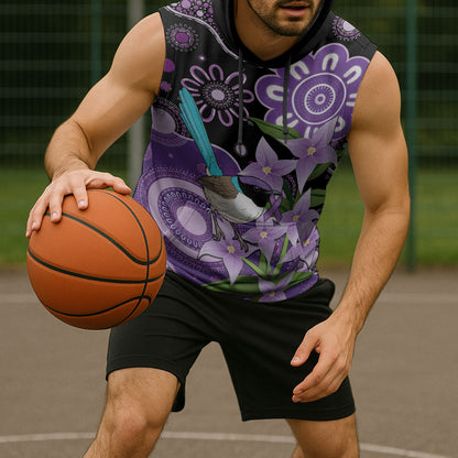 Australia Epilepsy Support Sleeveless Hoodie Purple-crowned Fairywren Boronia Aboriginal