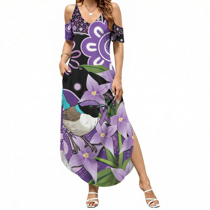 Australia Epilepsy Support Summer Maxi Dress Purple-crowned Fairywren Boronia Aboriginal
