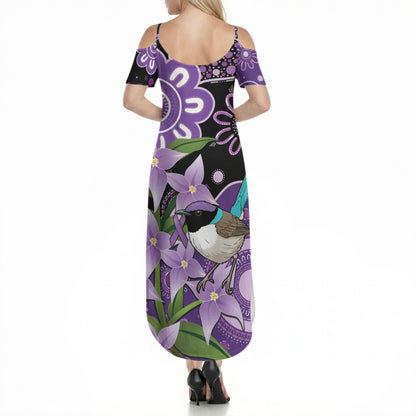 Australia Epilepsy Support Summer Maxi Dress Purple-crowned Fairywren Boronia Aboriginal