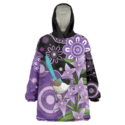 Australia Epilepsy Support Wearable Blanket Hoodie Purple-crowned Fairywren Boronia Aboriginal