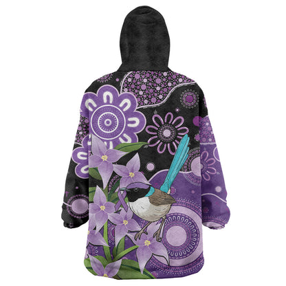 Australia Epilepsy Support Wearable Blanket Hoodie Purple-crowned Fairywren Boronia Aboriginal