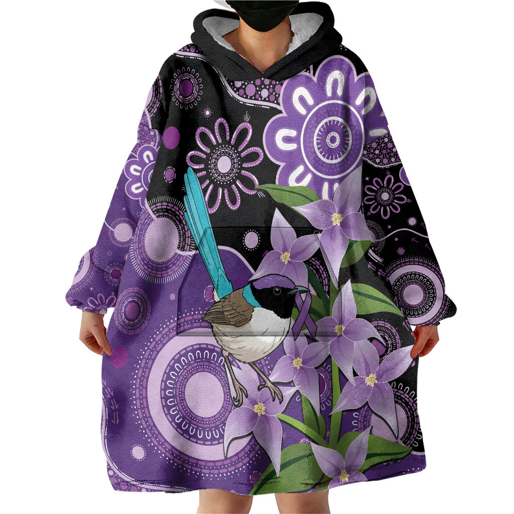 Australia Epilepsy Support Wearable Blanket Hoodie Purple-crowned Fairywren Boronia Aboriginal