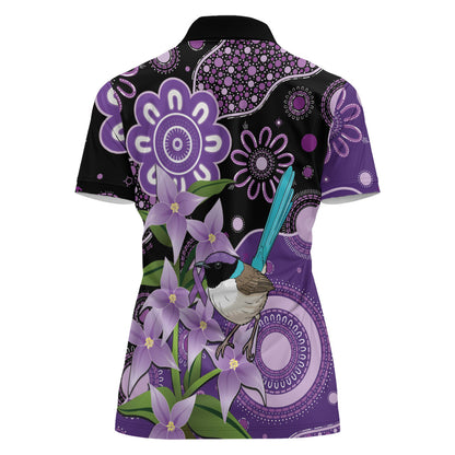 Australia Epilepsy Support Women Polo Shirt Purple-crowned Fairywren Boronia Aboriginal