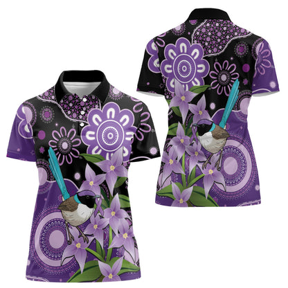 Australia Epilepsy Support Women Polo Shirt Purple-crowned Fairywren Boronia Aboriginal
