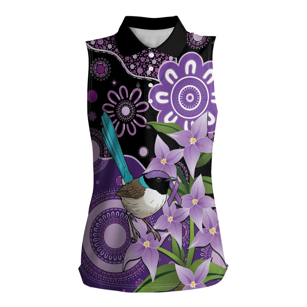 Australia Epilepsy Support Women Sleeveless Polo Shirt Purple-crowned Fairywren Boronia Aboriginal
