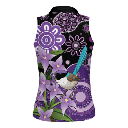 Australia Epilepsy Support Women Sleeveless Polo Shirt Purple-crowned Fairywren Boronia Aboriginal
