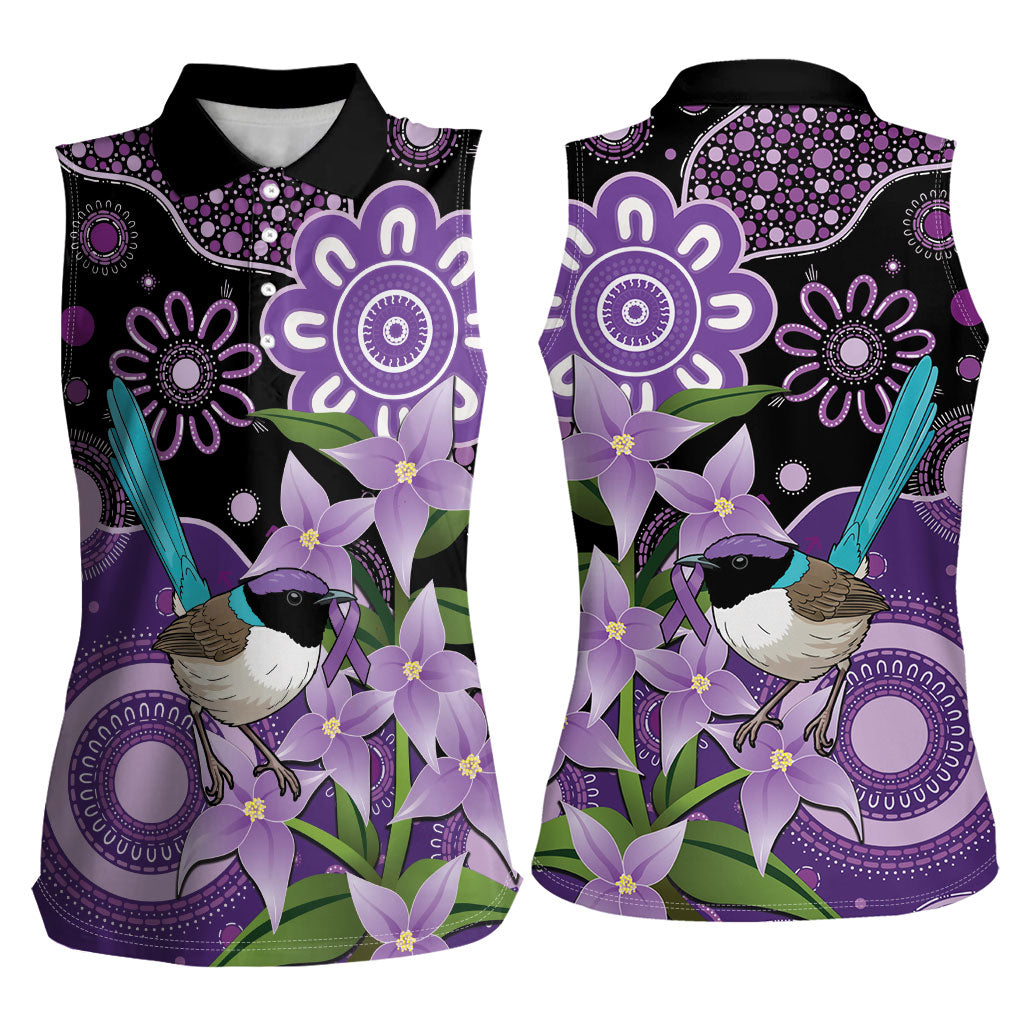 Australia Epilepsy Support Women Sleeveless Polo Shirt Purple-crowned Fairywren Boronia Aboriginal