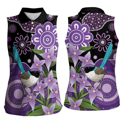 Australia Epilepsy Support Women Sleeveless Polo Shirt Purple-crowned Fairywren Boronia Aboriginal