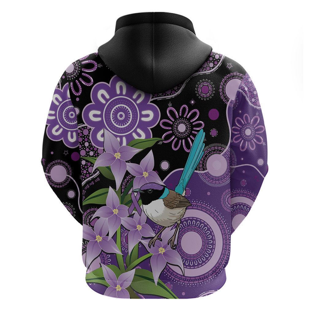 Australia Epilepsy Support Zip Hoodie Purple-crowned Fairywren Boronia Aboriginal