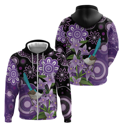 Australia Epilepsy Support Zip Hoodie Purple-crowned Fairywren Boronia Aboriginal