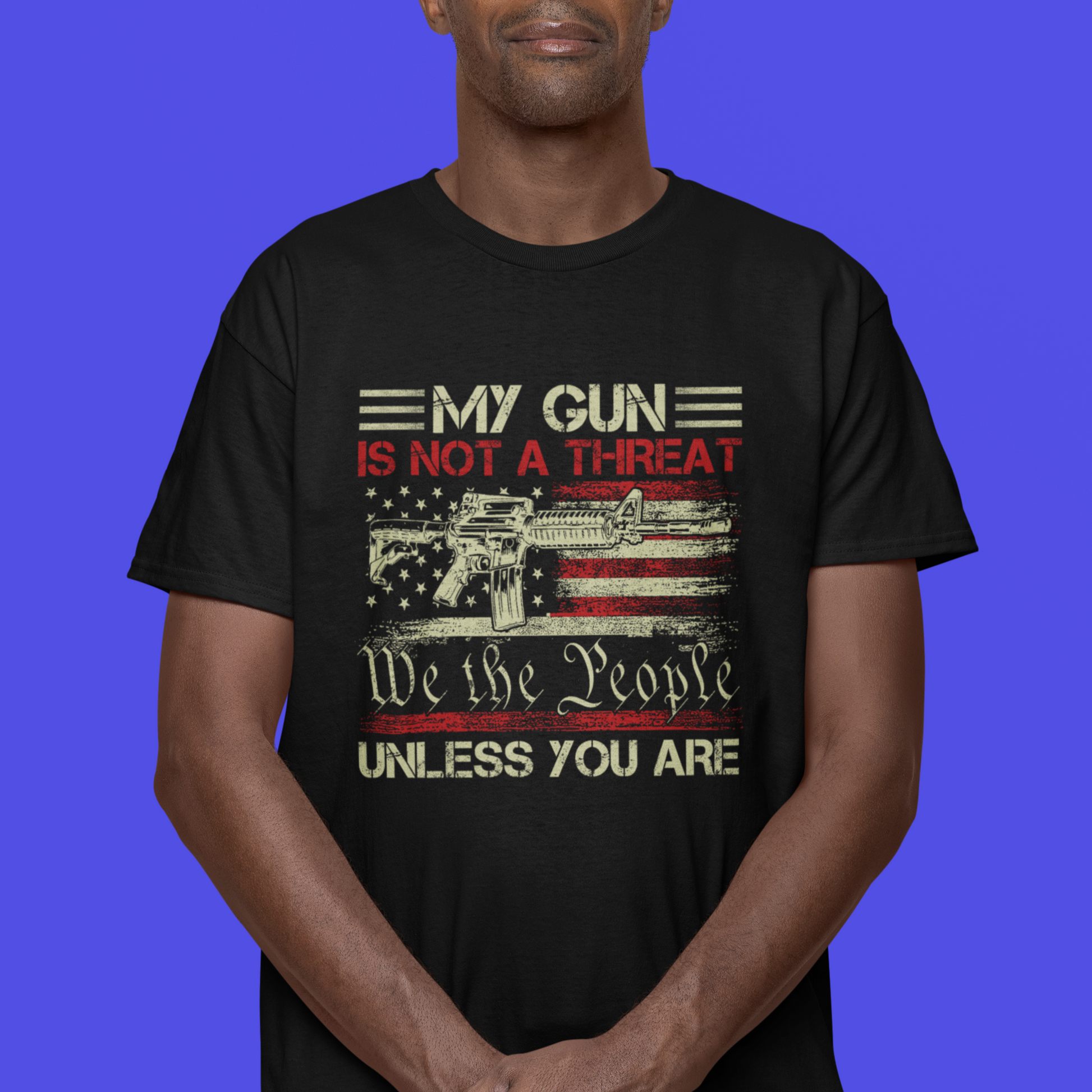 funny-gun-t-shirt-political-gun-rights-my-gun-is-not-a-threat-unless-you-are-rifle-american-flag-ts02