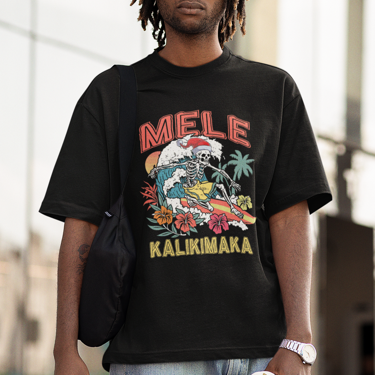 mele-kalikimaka-hawaiian-christmas-tropical-xmas-surfing-skeleton-t-shirt