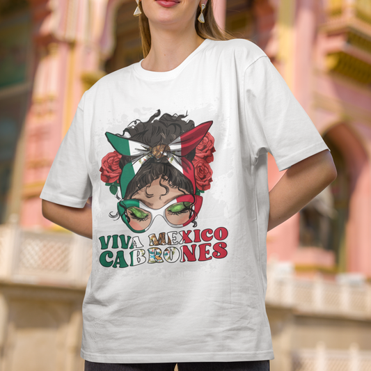 mexican-independence-day-t-shirt-viva-mexico-cabrone-messy-bun-latina-mexican-flag
