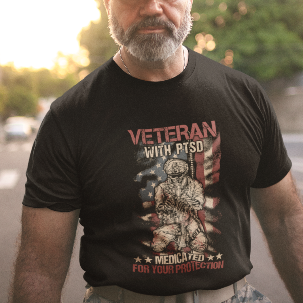 veteran-ptsd-t-shirt-medicated-for-your-protection-american-flag-skeleton-soldier