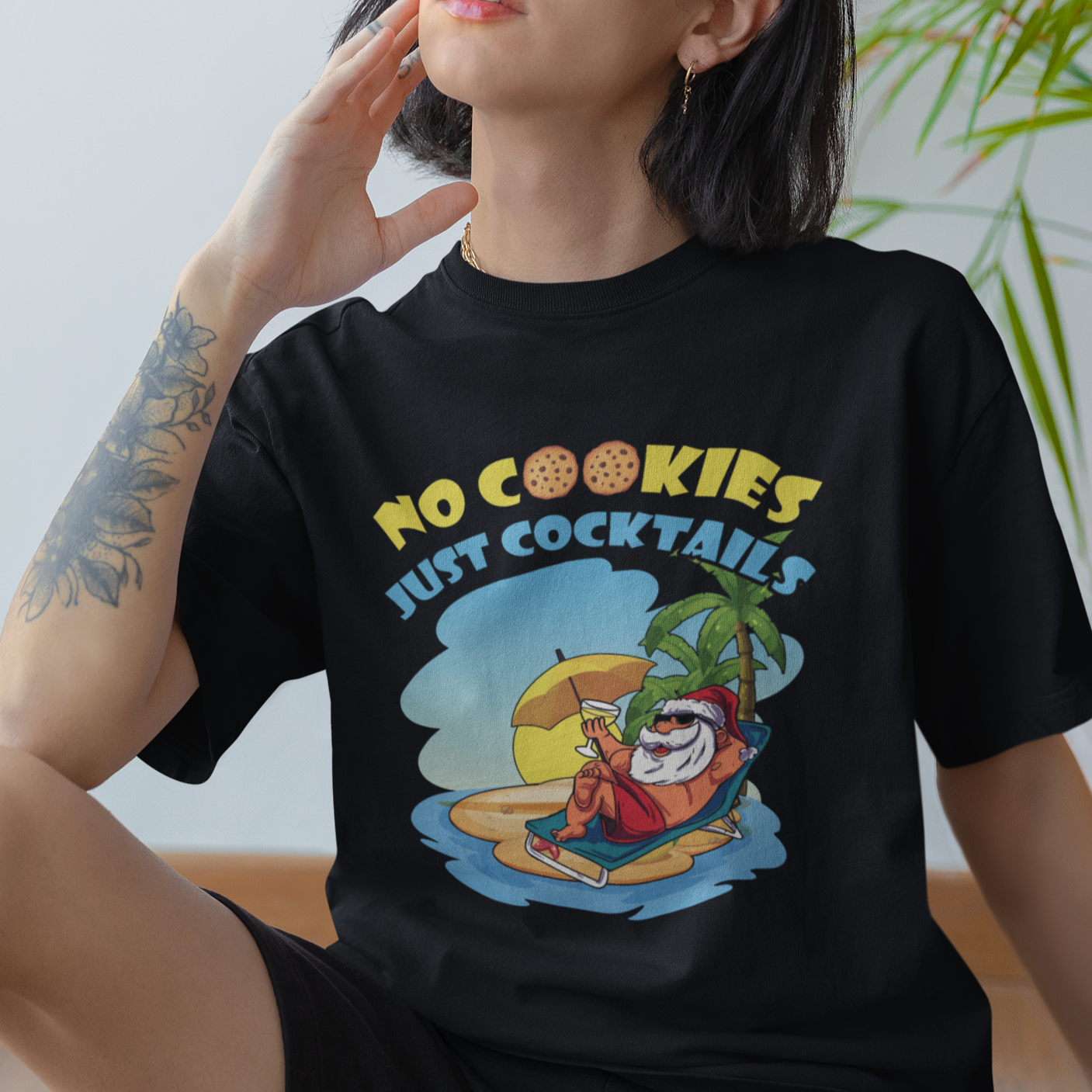christmas-in-july-t-shirt-no-cookies-just-cocktails-xmas-santa-beach-christmas-in-july