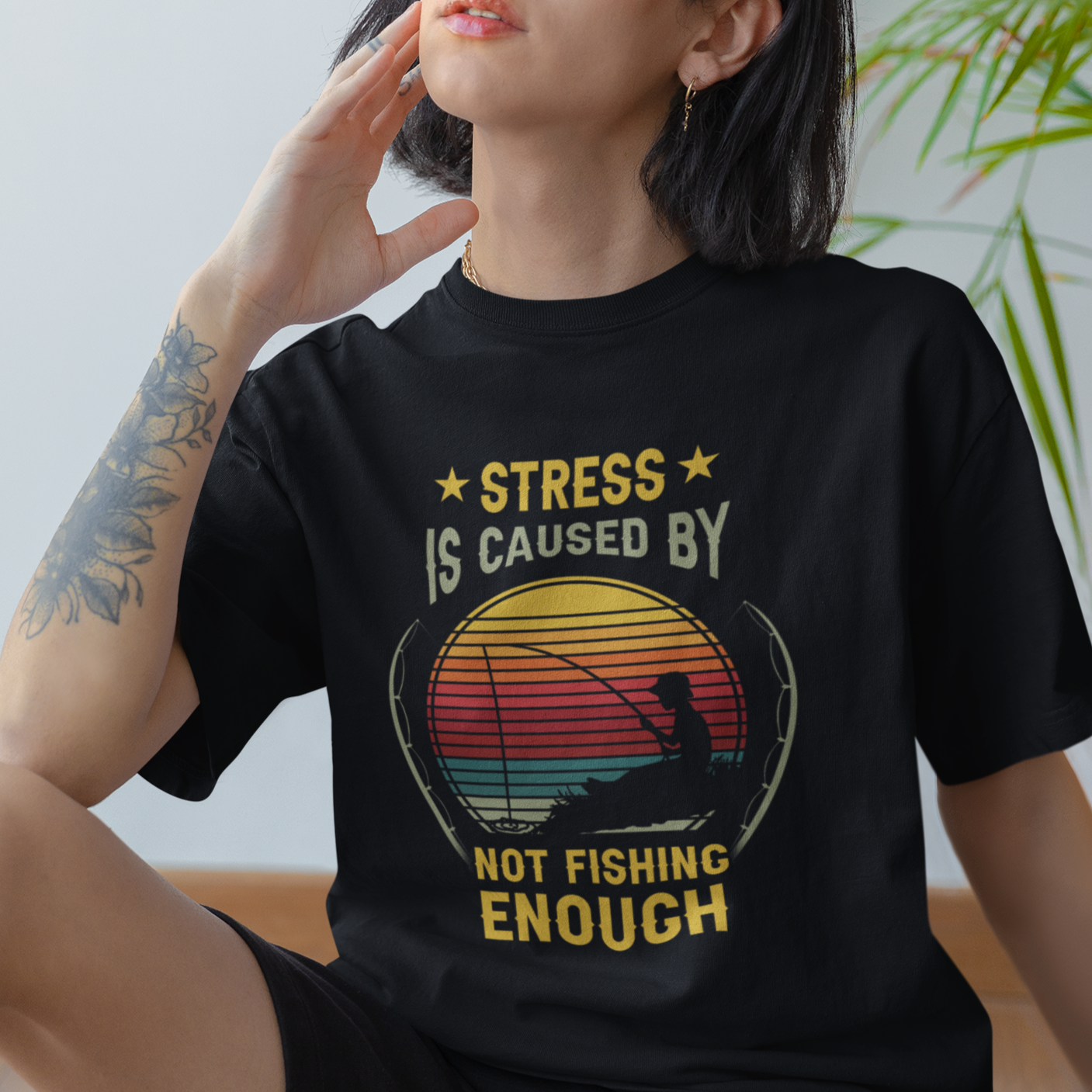 funny-fishing-t-shirt-stress-is-caused-by-not-fishing-enough-fly-fishing-lovers-funny-fishing-gifts-for-men-fisherman-fishing-buddy-angler