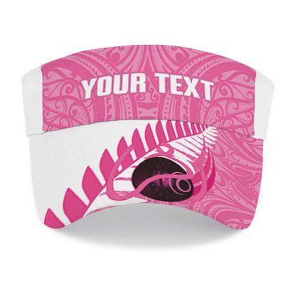 New Zealand Lawn Bowls Breast Cancer Personalised Sun Visor Cap Aotearoa Maori Silver Fern Pink Ribbon