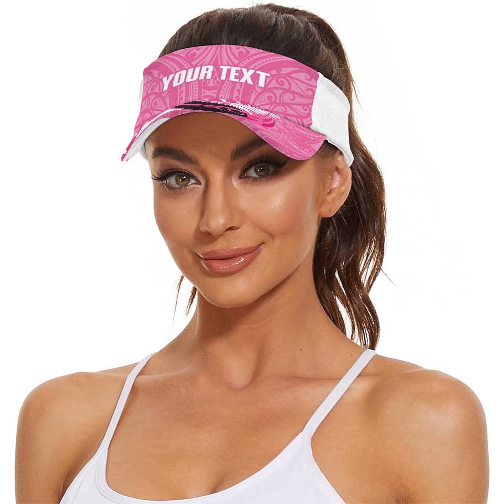 New Zealand Lawn Bowls Breast Cancer Personalised Sun Visor Cap Aotearoa Maori Silver Fern Pink Ribbon
