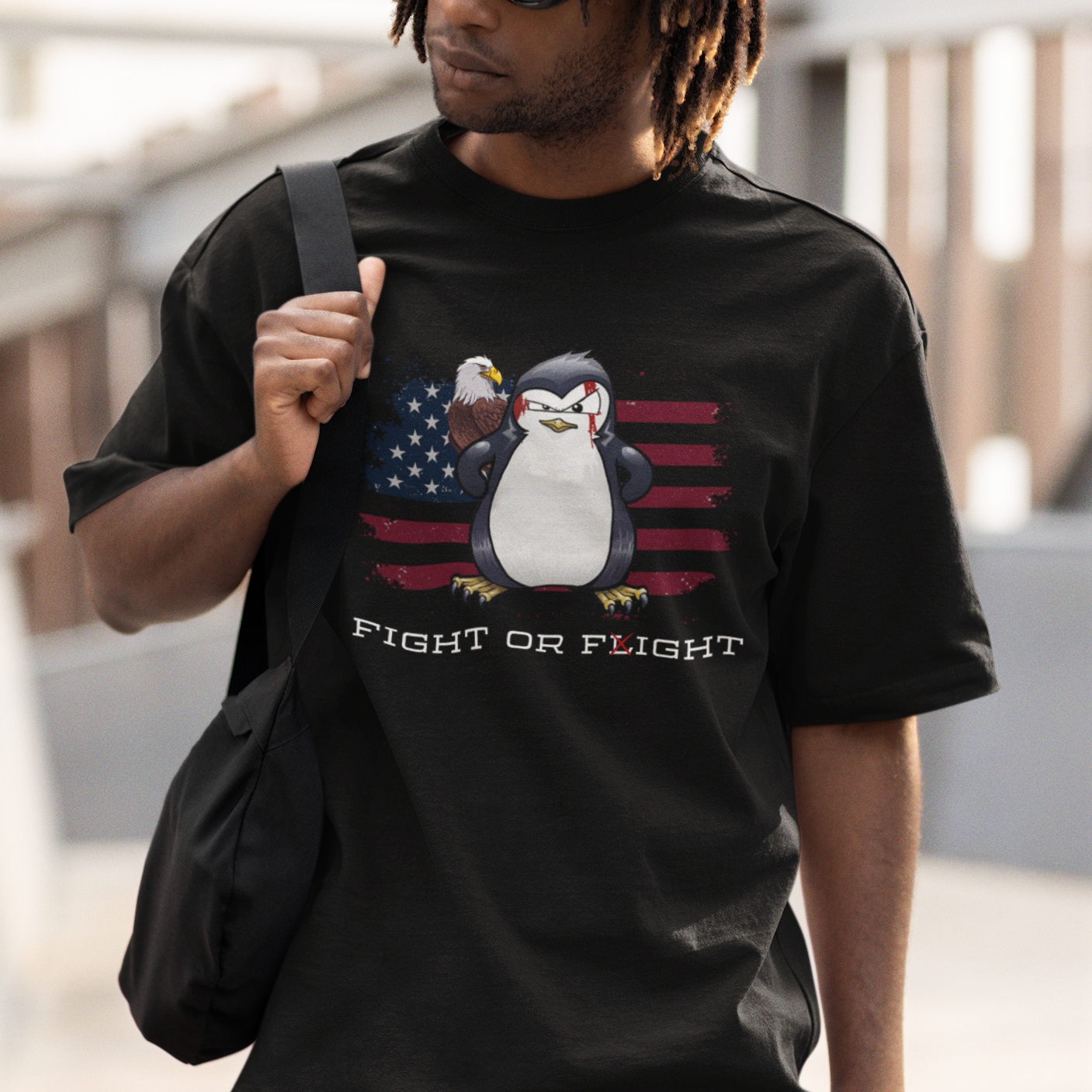 fight-or-flight-meme-cool-penguin-pun-patriotic-us-flag-t-shirt