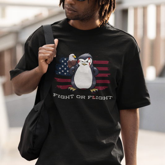 fight-or-flight-meme-cool-penguin-pun-patriotic-us-flag-t-shirt