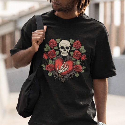 valentines-day-t-shirt-skeleton-hand-heart-sign-red-rose-flower-gothic