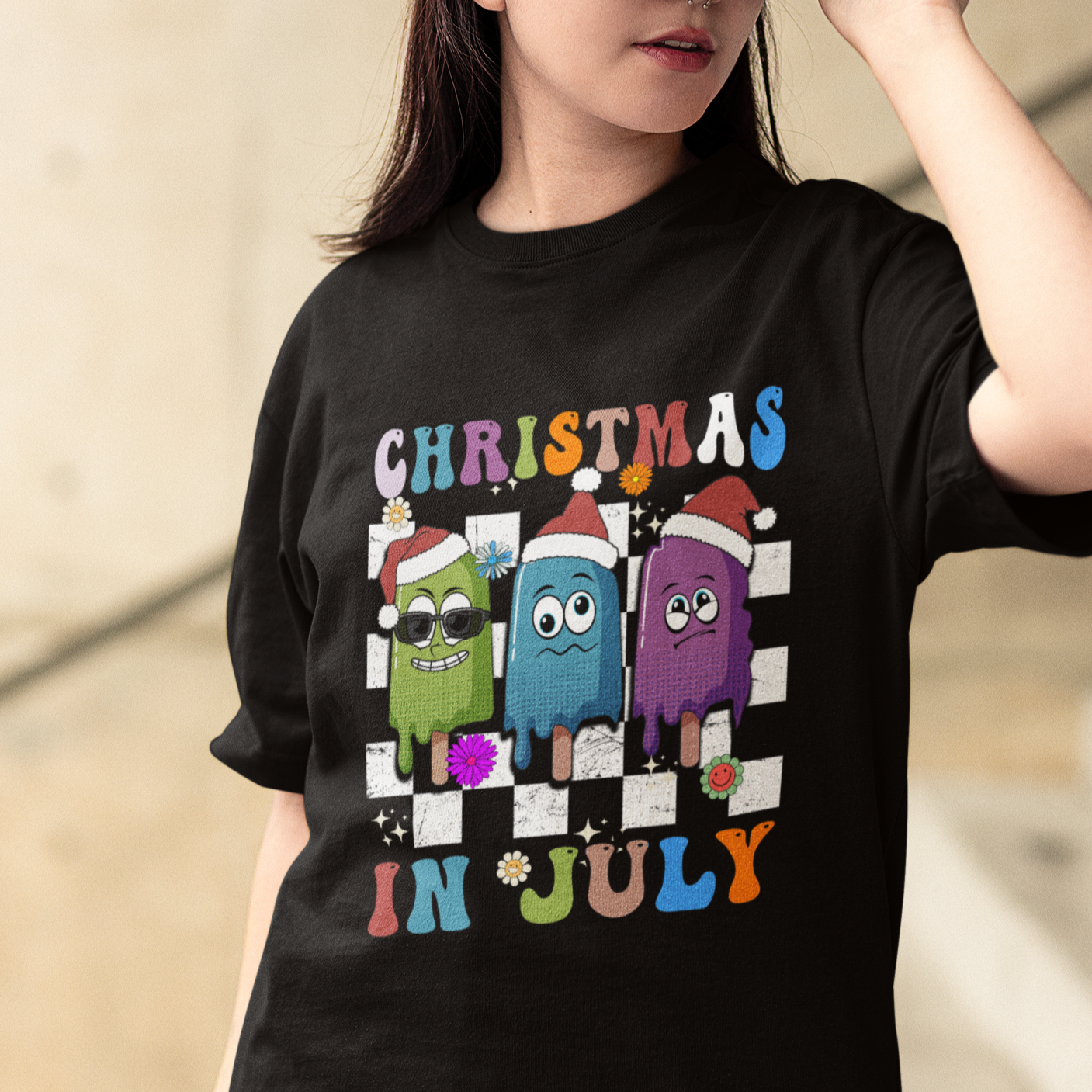 christmas-in-july-t-shirt-xmas-in-july-melting-popsicles-stick-summer-vibes-retro