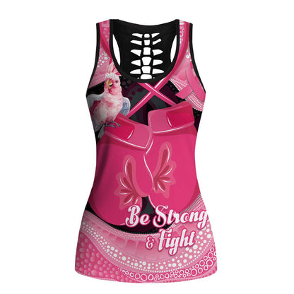 Personalised Australia Breast Cancer Support Hollow Tank Top Pink Cockatoo Fight Boxing Gloves Aboriginal Art