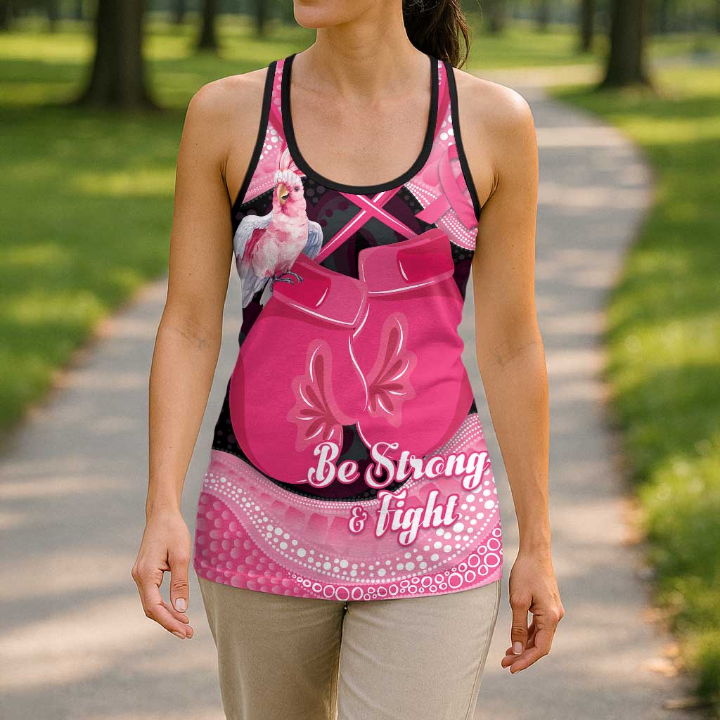 Personalised Australia Breast Cancer Support Hollow Tank Top Pink Cockatoo Fight Boxing Gloves Aboriginal Art