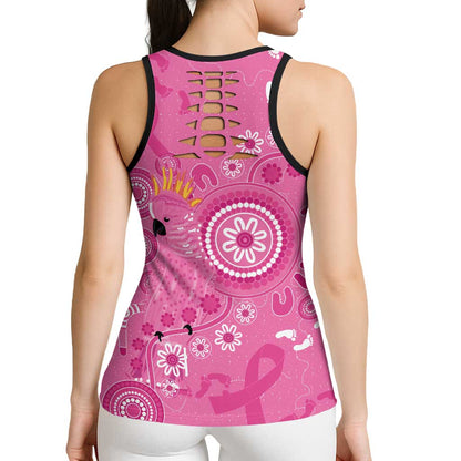 Pink Ribbon Australia Hollow Tank Top Breast Cancer Support Aboriginal Cacatua leadbeateri