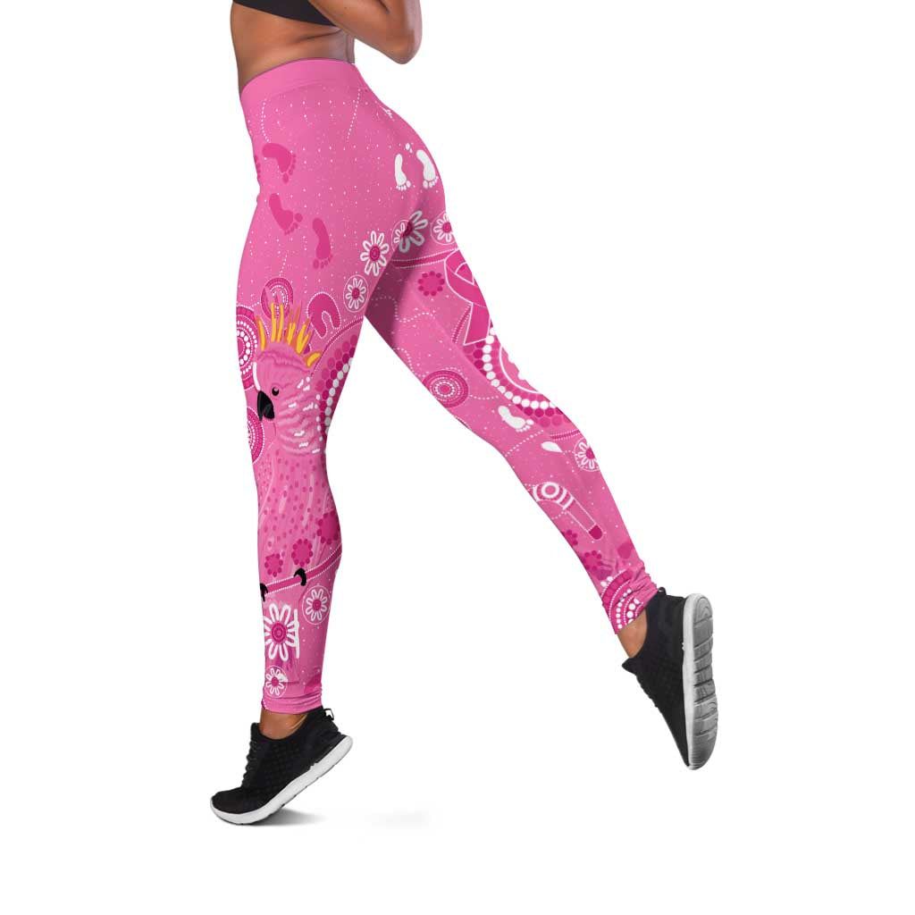 Pink Ribbon Australia Leggings Breast Cancer Support Aboriginal Cacatua leadbeateri