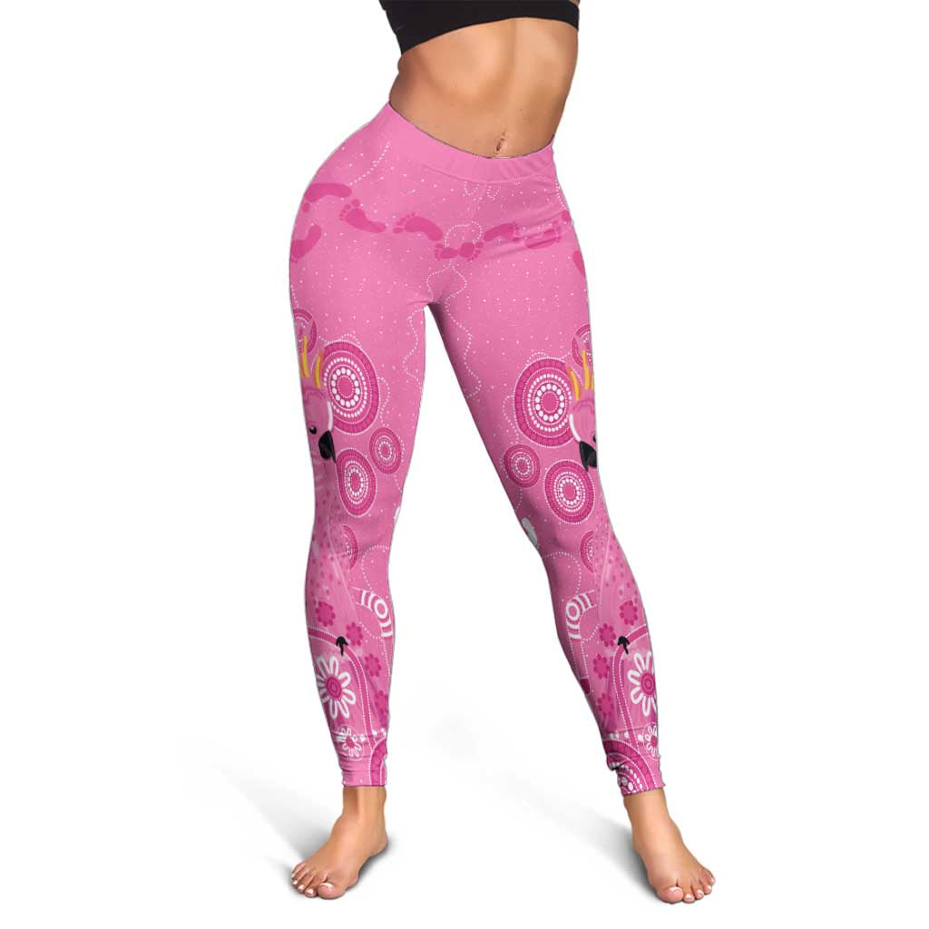 Pink Ribbon Australia Leggings Breast Cancer Support Aboriginal Cacatua leadbeateri