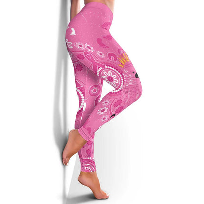 Pink Ribbon Australia Leggings Breast Cancer Support Aboriginal Cacatua leadbeateri