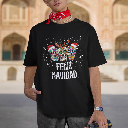 christmas-t-shirt-feliz-navidad-mexican-sugar-skulls-reindeer-santa