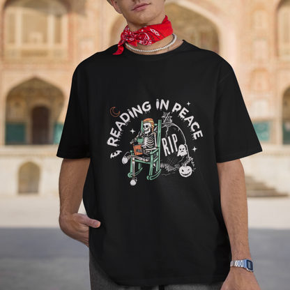 reading-skeleton-t-shirt-rip-reading-in-peace-book-lover-spooky-vibe