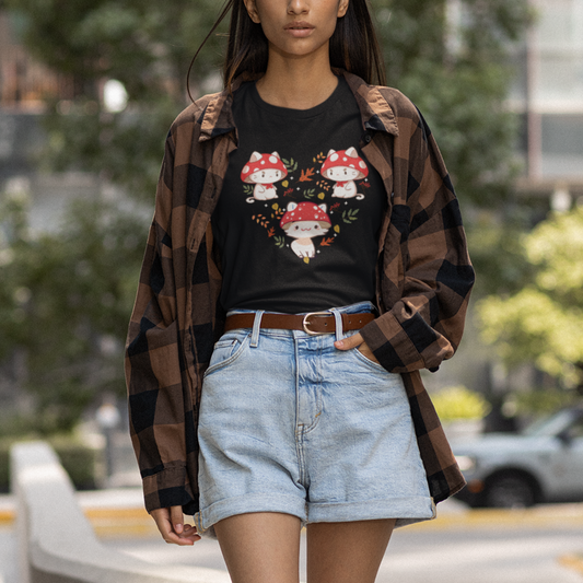 cat-with-mushroom-hat-heart-shape-cottagecore-aesthetic-t-shirt