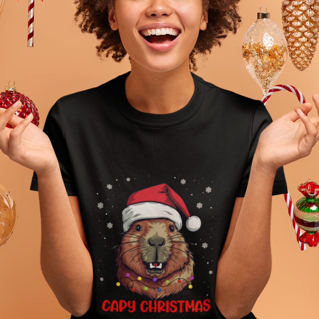 capy-christmas-t-shirt-funny-capybara-santa-meme
