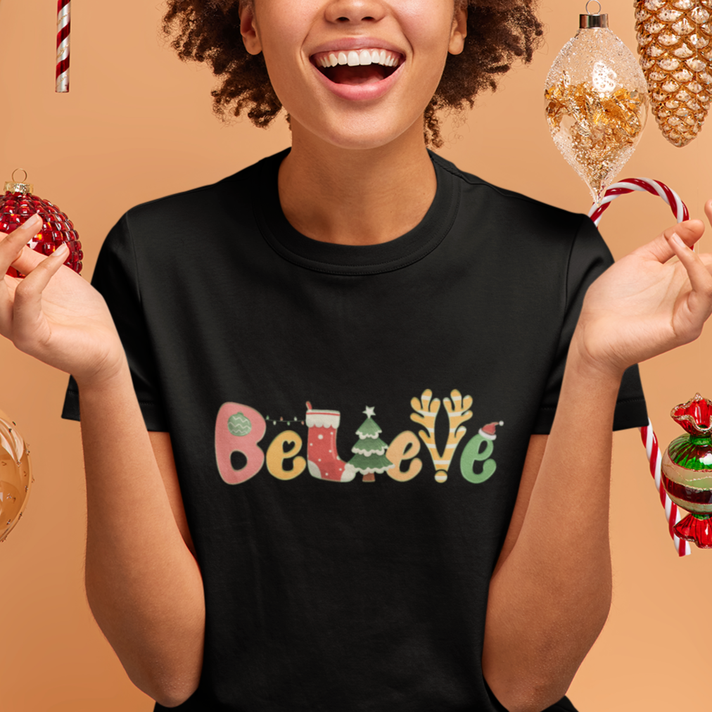 believe-christmas-t-shirt-santa-claus-reindeer-candy-cane-groovy-xmas