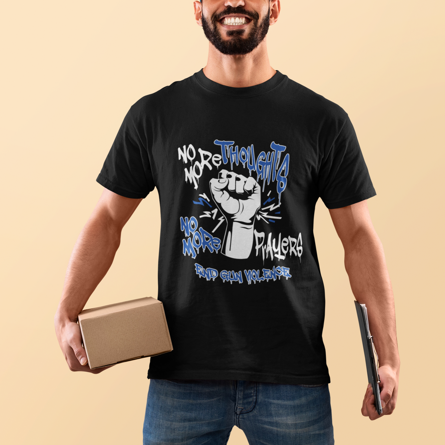 gun-violence-awareness-t-shirt-no-more-thoughts-and-prayers-end-gun-violence-raise-fist