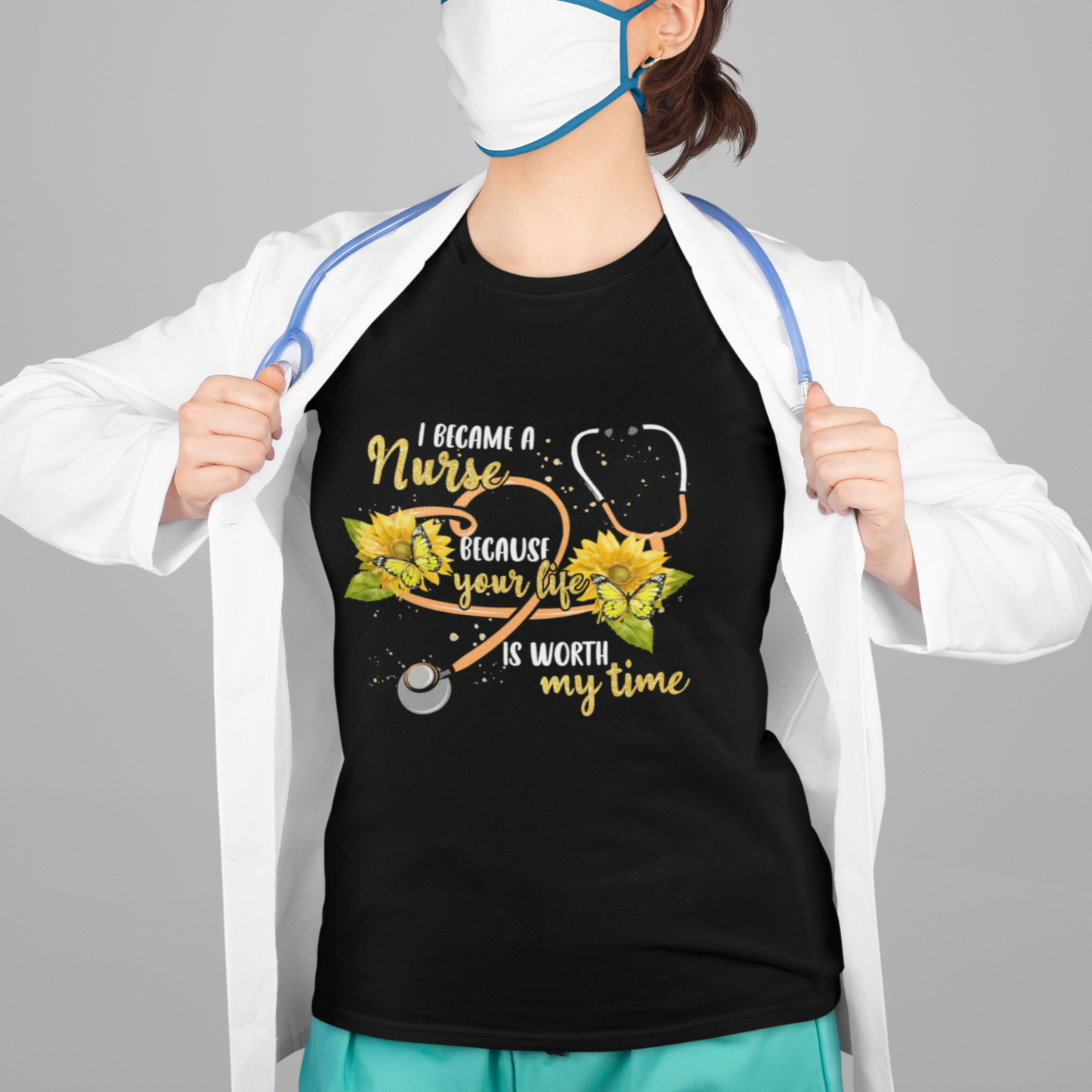 i-became-a-nurse-because-your-life-is-worth-my-time-sunflower-butterfly-t-shirt