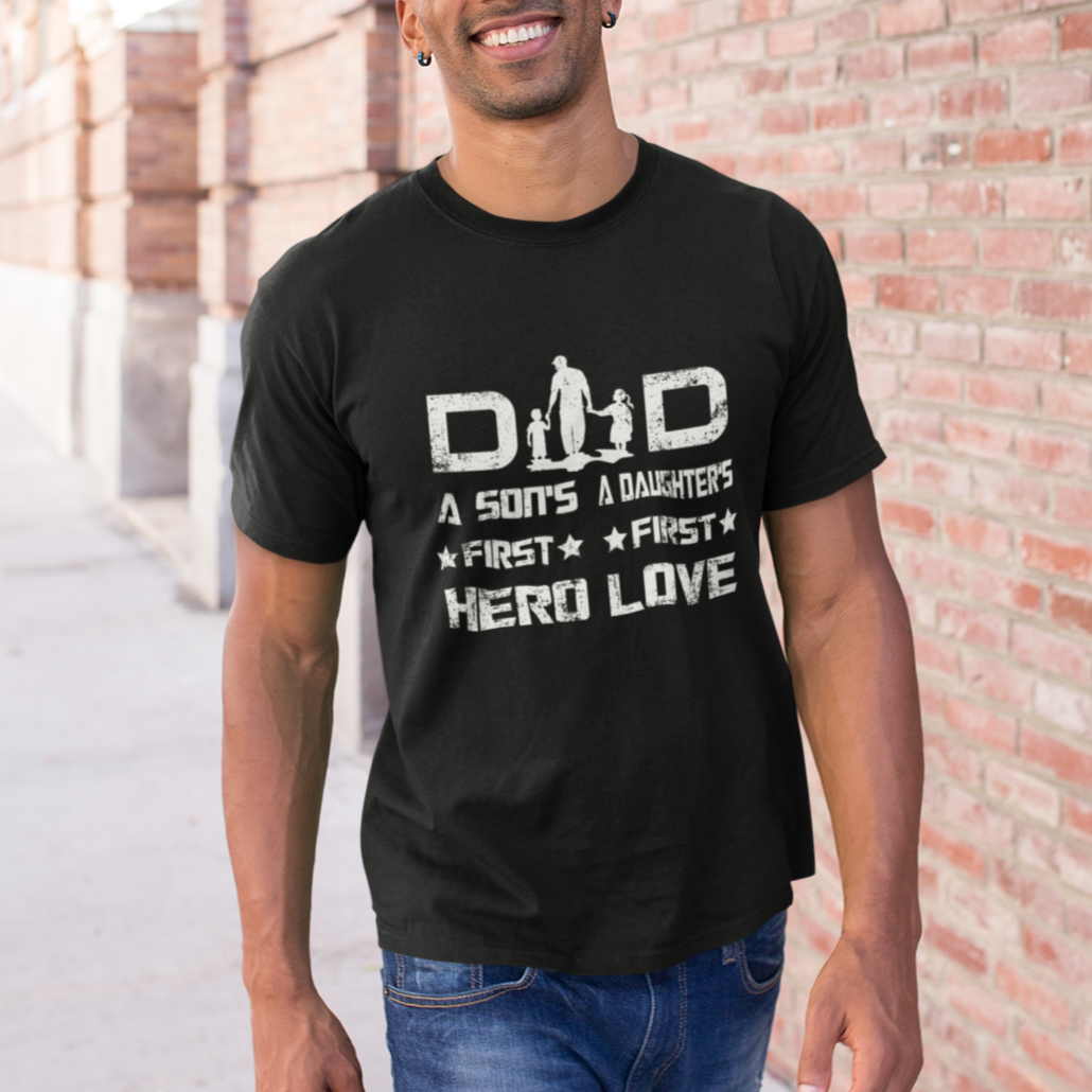 fathers-day-t-shirt-proud-dad-of-two-a-sons-first-hero-a-daughters-first-love-best-fathers-day-gift-from-son-and-daughter