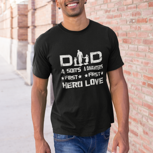 fathers-day-t-shirt-proud-dad-of-two-a-sons-first-hero-a-daughters-first-love-best-fathers-day-gift-from-son-and-daughter