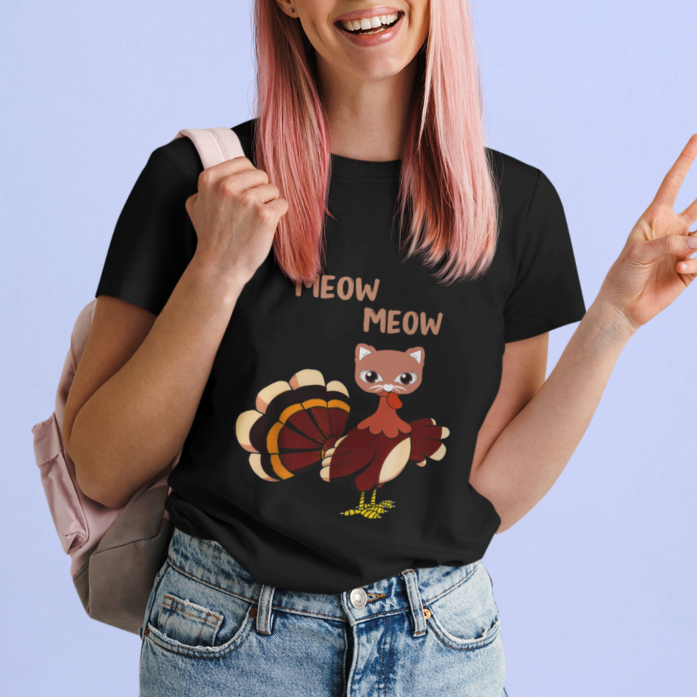 thanksgiving-cat-lover-t-shirt-funny-turkey-fake-meow-meow