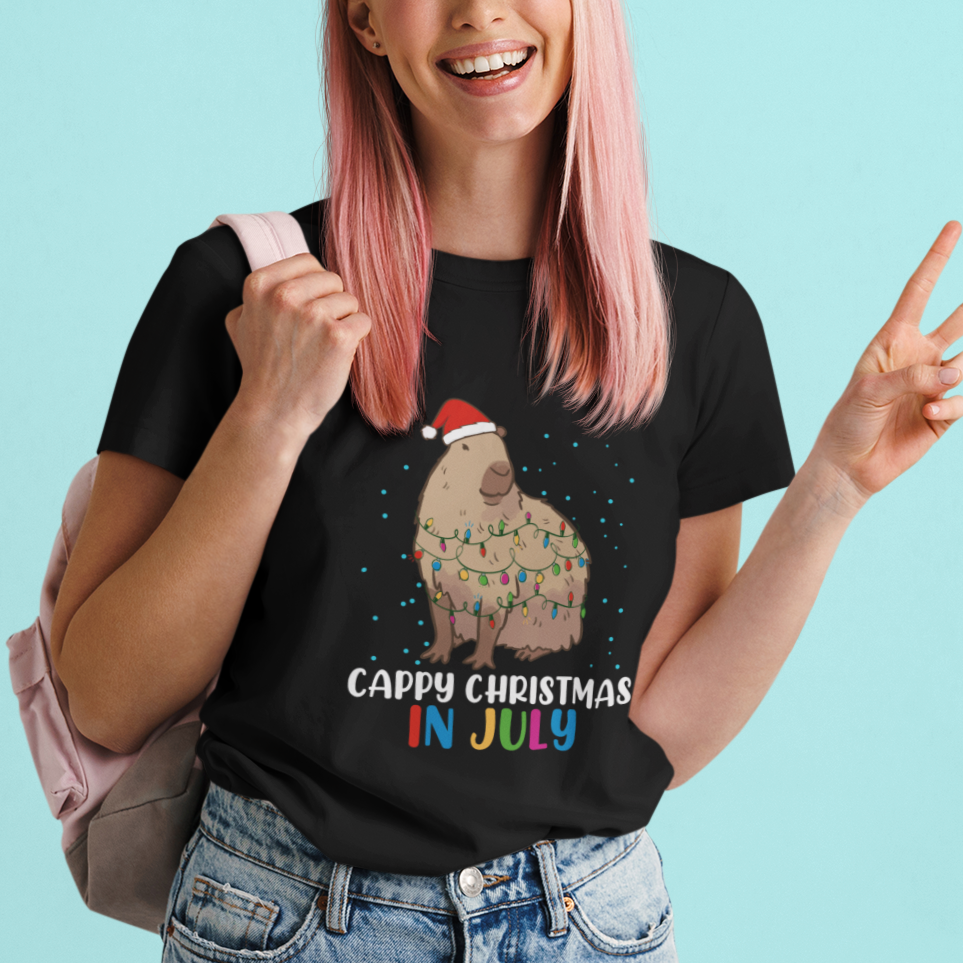 christmas-in-july-t-shirt-christmas-in-july-cute-capybara-cappy-christmas-xmas-lights