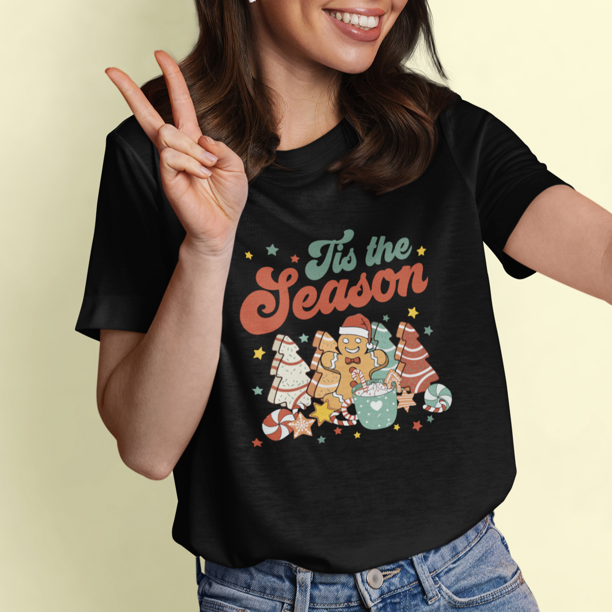 christmas-cookies-t-shirt-tis-the-season-xmas-tree-cakes-gingerbread-man-retro-groovy